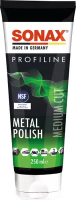 A tube of SONAX Metal Polish.