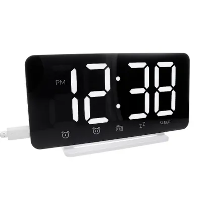 Obrázek produktu pro MPM-Quality – Digitální budík plastový, bílá, 15,9×8,5×4 cm