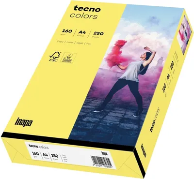 Produktbild von Multifunktionspapier tecno colors A4 160 g/qm VE=5x250 Blatt mittelgelb