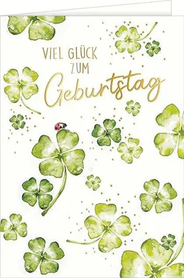Produktbild von Geburtstag große A4 XXL Karte mit Umschlag Viel Glück zum Geburtstag Kleeblätter