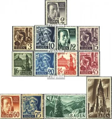 Produktbild von Briefmarken Franz. Zone-Baden 1947 Mi 1-13 (kompl.Ausg.) postfrisch Freimarken