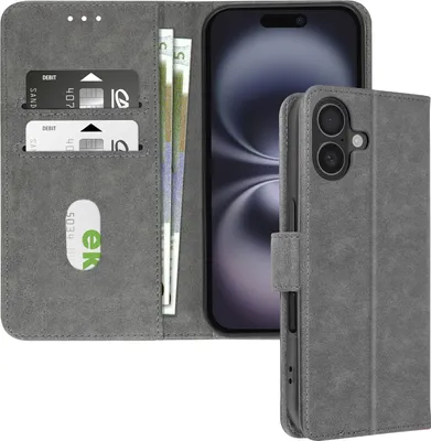 Obrázek produktu pro Avizar, koženkové pouzdro s funkcí stojánku Apple iPhone 16, šedé