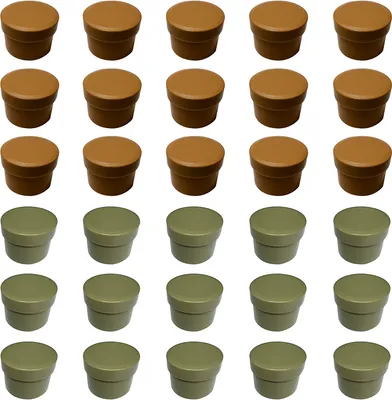 Produktbild von 30 Salbendosen, Cremedosen 35ml flach ocker u. khaki - hergestellt in Deutschland