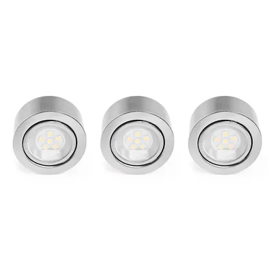 Produktbild von 3 x LED Möbel Aufbau- & Einbauleuchten Mercur Stahl gebürstet IP44 3 x 1,2W G4 85lm warmweiß 3200K