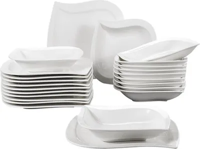 Zdjęcie produktu dla Happyment serwis obiadowy - 12 osób - 24 elementy - Porcelana - Biały