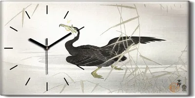 Produktbild von Küchenuhr Bürouhr Leinwand Uhr 60x30 Malerei Asiatische See Tier Vogel Kunst - schwarze Hände