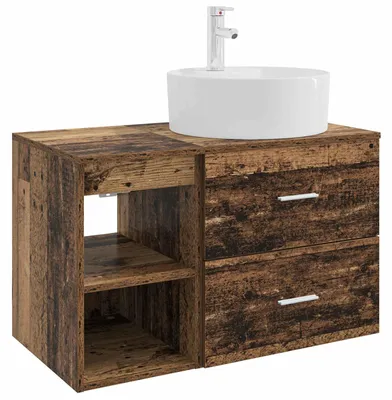 Image de vidaXL Ensemble de meubles de salle de bain, 2 pièces, en bois de récupération et en panneaux de bois