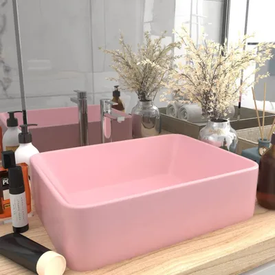 Produktbild von Eleganter Luxus-Waschbecken - Aufsatzwaschbecken - Badezimmer - einzigartiges Design - Matt Rosa 41x30x12 cm Keramik GermanyMöbel 24300 - Waschbecken