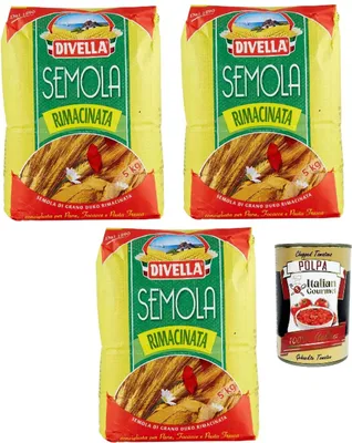 Produktbild von Divella Semola Rimacinata Hartweizenmehl für Pasta & Pizza 3x 5kg + Italian Gourmet polpa 400g