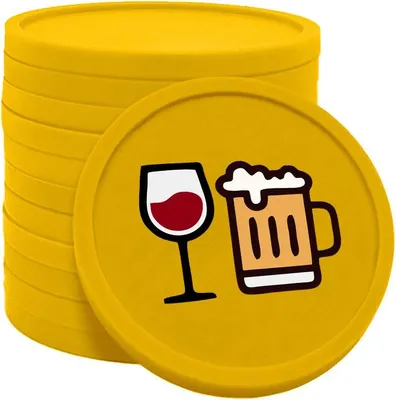Produktbild von CombiCraft Kunststoff Wertmarken Chips Bier- und Weinglas in Gelb- 100 Stück - Ø29 mm