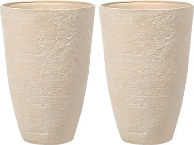 Zdjęcie produktu dla BELIANI Doniczki okrągłe 60 cm beżowe dom taras ogród