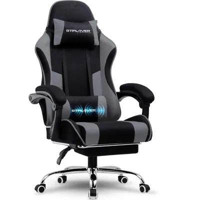 Zdjęcie produktu dla Krzesło gamingowe GTPLAYER, krzesło biurowe, ergonomiczne krzesło komputerowe, krzesło gamingowe z podparciem lędźwiowym z funkcją masażu, podnóżkiem i podparciem głowy