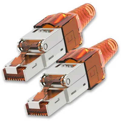 Produktbild von NEXMEX 2x Netzwerkstecker Cat 7 CAT7 RJ45 Stecker Werkzeuglos Metall 10GBit/s