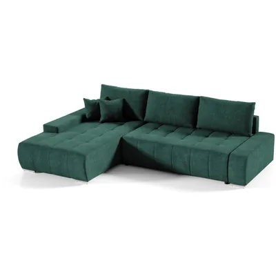 Produktbild von Beautysofa DRACO L Ecksofa mit Schlaffunktion & Bettkasten 267 cm - Schlafsofa, Bettsofa, Couch L-Form, Seitenausführung Links – Grün Aston 27