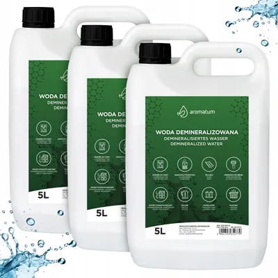 Zdjęcie produktu dla Aromatum Woda demineralizowana 15 l – woda destylowana do żelazek, akumulatorów, nawilżaczy powietrza