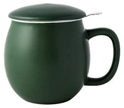 Immagine prodotto di Tazze in Vetroceramica opaca, verde, da 350 ml, con filtro e coperchio in acciaio inossidabile
