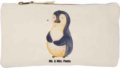 Produktbild von Mr. & Mrs. Panda Waschbeutel Pinguin Diät Größe S Klein - Weiß - Geschenk, glücklich, Selbstliebe, Kulturbeutel, Mäppchen, Abnehmen, Kosmetiktasche, Federmappe, Pouch