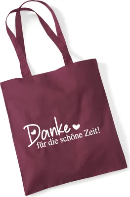 Produktbild von Huuraa Jutebeutel Danke für die schöne Zeit Herzen 10 Liter Burgundy Baumwolle Tasche Geschenkidee