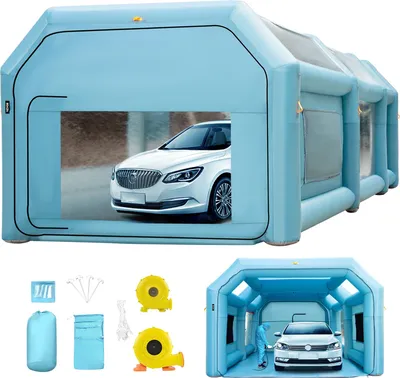 Produktbild von Aufblasbare Sprühkabine Lackierzelt Lackierkabine Zelt 210D Oxford-Gewebe Pvc Auto Lackierkabine mit 2 abnehmbaren Türen Gebläse inkl Ideal