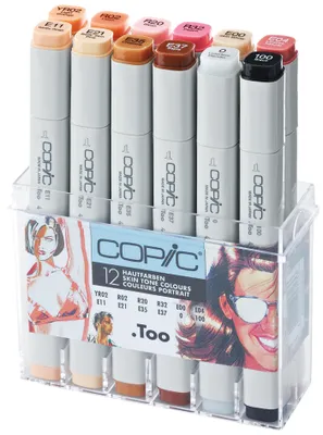 Zdjęcie produktu dla Copic Classic Portrait Colours, 12 szt., Wielobarwny, Końcówka ścięta/cienka, Prostokąt, Tusz na bazie alkoholu, Dorosły/Dziecko