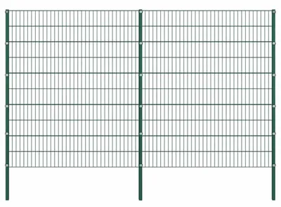 Zdjęcie produktu dla vidaXL Ogrodzenie panelowe z metalowymi słupkami, 3,4 x 2 m, kolor zielony