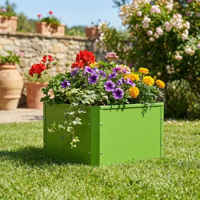 Produktbild von VCM Metall Hochbeet 50x40x30 cm, rechteckiger Pflanzkasten für Balkon Terrasse Garten, Blumenkasten mit und auch ohne Boden nutzbar, Balora M