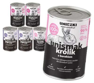 Zdjęcie produktu dla Uniszki Unismak 6x400g Bezzbożowa Mokra Karma dla Psa Mix Smaków Jagnięcina Królik Wołowina