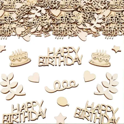 Produktbild von Holz Happy Birthday Konfetti Geburtstag, 150 Stück Konfetti Geburtstag Tischdeko Holz, Streudeko Geburtstag Deko Mädchen Junge, Geburtstag Tischdeko für Frau Mann