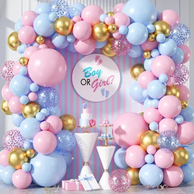 Produktbild von Gender Reveal Party Deko Luftballons Rosa Blau 99 Stück Konfetti Ballons Girlande Set