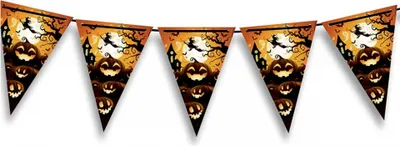 Produktbild von Happy Halloween Kürbis Wimpel Girlande als Banner für Kinder 3m