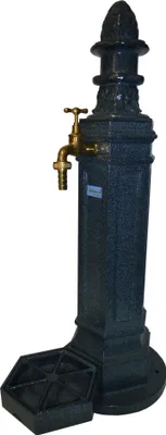 Produktbild von Standbrunnen aus Aluminium pulverbeschichtet blauton Säule aus 1 Stück gegossen. Kappe abnehmbar zur leichten anschliessen.