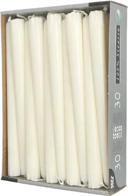 Produktbild von 30 Leuchterkerzen Ø 2,2 cm · 24 cm weiss aus 100 % Stearin