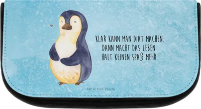 Produktbild von Mr. & Mrs. Panda Kulturbeutel Pinguin Diät - Eisblau - Geschenk, Abnehmen, kosmetiktäschchen, Organizer Tasche, Kosmetiktasche, fächertasche