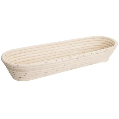 A single oval-shaped bread proofing basket made of woven rattan.