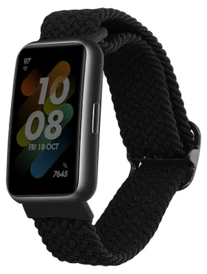 Produktbild von kwmobile Armband kompatibel mit Huawei Band 7 - Nylon Fitnesstracker Sportarmband Band in Schwarz - Innenmaße von 15 - 18,5 cm