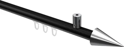 Produktbild von Interdeco Innenlaufstange / Gardinenstange mit Innenlauf Schwarz / Chrom, Typ Sonius Savio (Kegel) Deckenmontage, 20 mm Ø 1-läufig, 140 cm