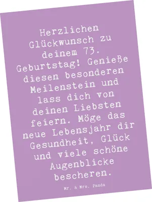 Produktbild von Mr. & Mrs. Panda Grußkarte Spruch 73. Geburtstag Meilenstein - Lavendeltraum - Geschenk, Erinnerungen, Liebe, Kunstkarten, Postkarte, Glückwunsch, Happy Birthday
