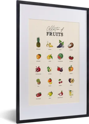 Produktbild von MuchoWow® Gerahmtes Poster Obst - Lebensmittel - Küche 40x60 cm - Poster mit Schwarzem Bilderrahmen Wandposter Rahmen Foto Bilder - Poster in Rahmen