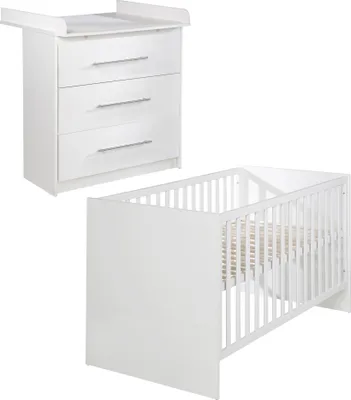 Produktbild von roba Möbelset 'Maren' 2-teilig - Bett 70x140 + Wickelkommode schmal, in Weiß
