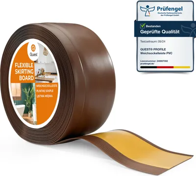 Obrázek produktu pro QUEST Podlahové lišty PVC 100x25mm, 5m, Samolepicí lišty na podlahu, pro všechny typy povrchů, bronz