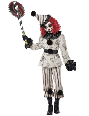 Obrázok produktu pre Strašidelný kostým klauna pre deti Halloweenský kostým čierno-bielo-červený XL 12-14 rokov (155 cm)