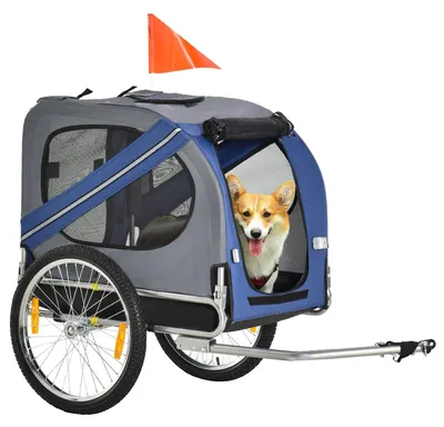Produktbild von Hundeanhänger Fahrradanhänger Hundetransporter Hunde Fahrrad Anhänger Oxfordstoff Regenschutz Atmungsaktiv Blau 130 X 73 X 90 Cm