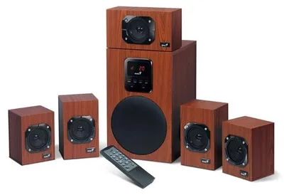 Produktbild von Genius Lautsprecher SW-HF 5.1 4800 v2, 5.1, 125W, braun, Fernbedienung, Heimkino, 3.5mm Klinke, 40Hz20kHz, EOL