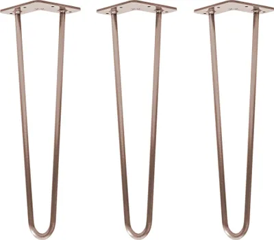 Produktbild von Natural Goods Berlin HAIRPIN Legs, Haarnadelbeine, Möbelfüße, Tischbeine, Antik Roségold, 45 cm, 2 Streben, 3 Stück