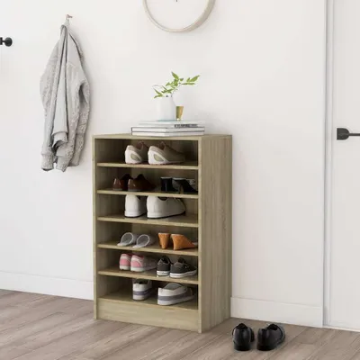 Obrázek produktu pro vidaXL Botník Sonoma dub 60x35x92 cm materiál na bázi dřeva - Stojan na boty - Regály na boty - Botník na boty