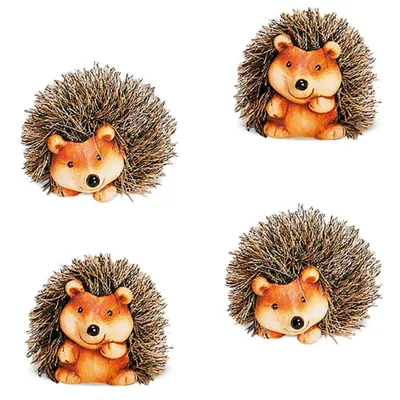 Produktbild von matches21 Tolle Herbstdeko Igel Deko Figur Herbst Dekoration 4 Stück Set sortiert sitzend stehend je ca. 8 cm aus Ton mit Kunstfell