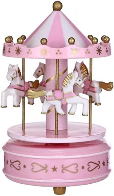 Produktbild von Dekorative rosa Karussell-Spieluhr, für Weihnachten, Hochzeiten, Geburtstage, Muttertag, Valentinstag, als Torten- oder Schlafzimmerdekoration.