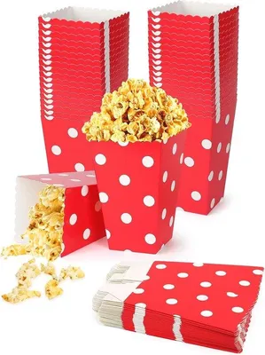 Image de 40 mini-boîtes à pop-corn rouges à pois pour les fêtes