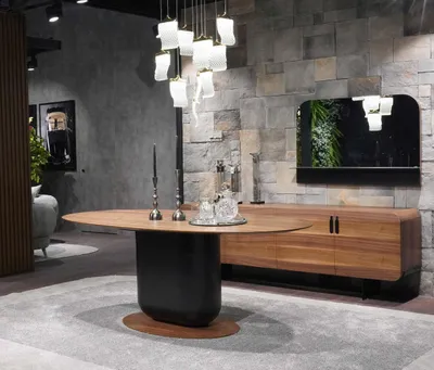 Image de Table de salle à manger Design Table Meubles modernes Salle à manger Bois Design Luxe Aménagement Nouveau