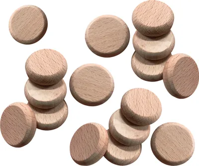 Obrázek produktu pro Sada 100 dřevěných kotoučů (zaoblené hrany, průměr: 2,5 cm, tloušťka: 8 mm, buk)